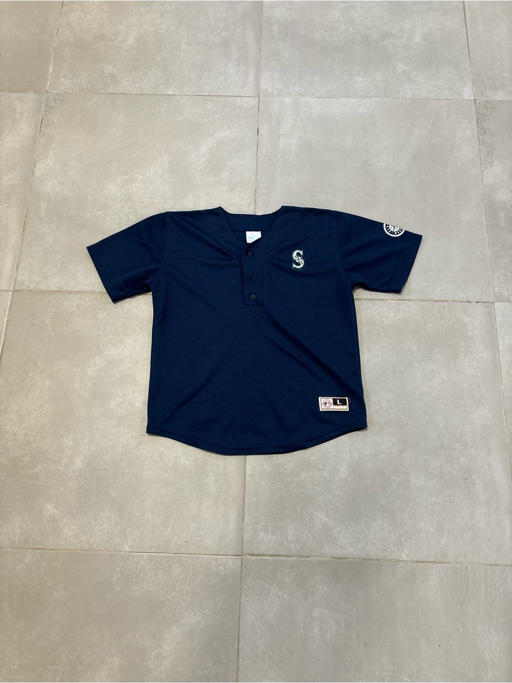 Seattle Mariners Navy Button Baseball Jersey